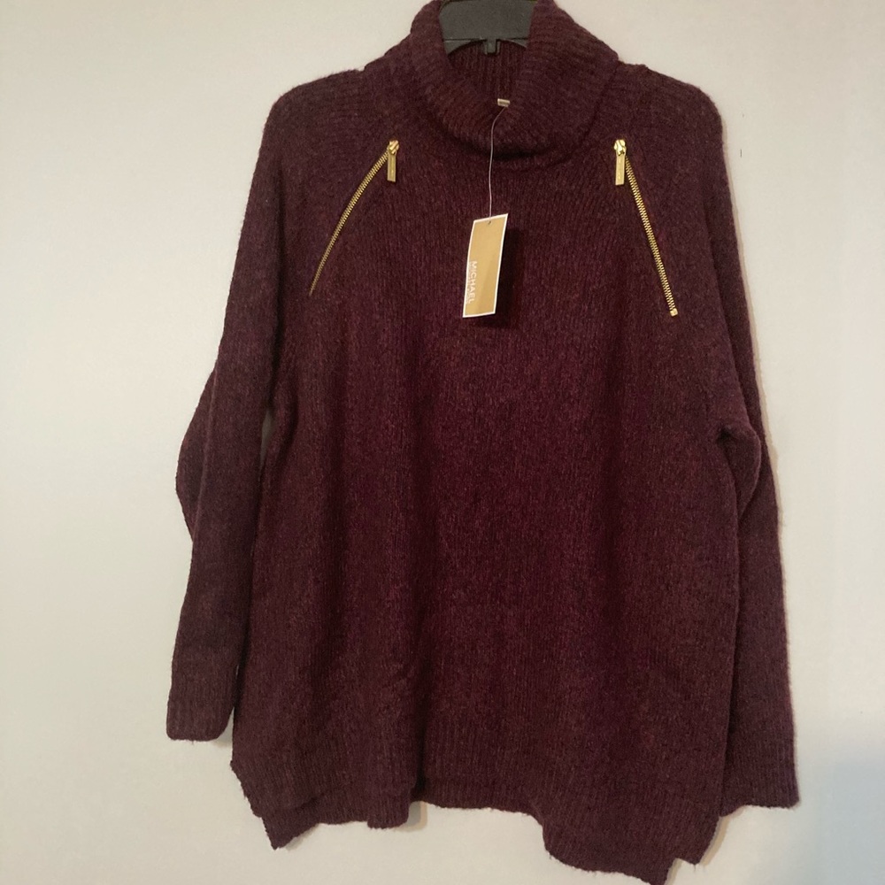 Michael Kors Zip Shoulder Turtleneck XL NWT